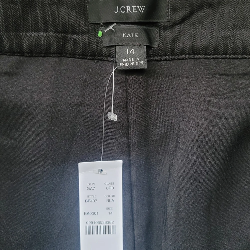 NWT!J.Crew $119 Kate Black Straight Leg Four Season Stretch Plus Sized Pants 14